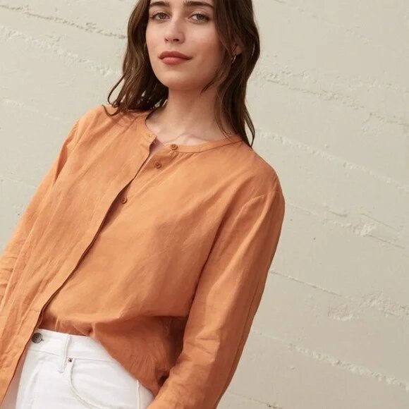 Jenni Kayne Tops - Jenni Kayne James Linen Blend Short Sleeve Top in Canyon Size Medium